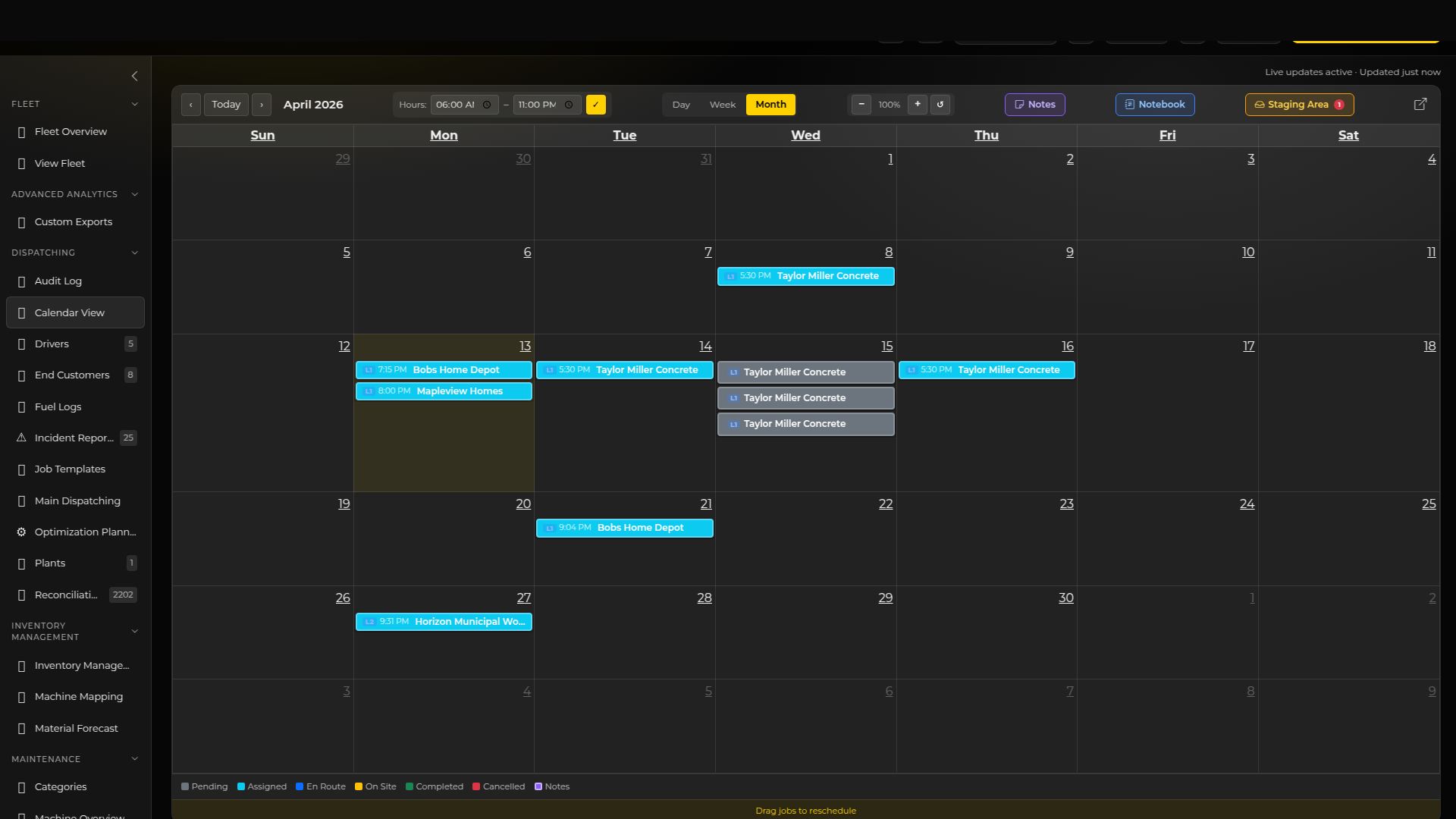 Monthly Calendar Overview