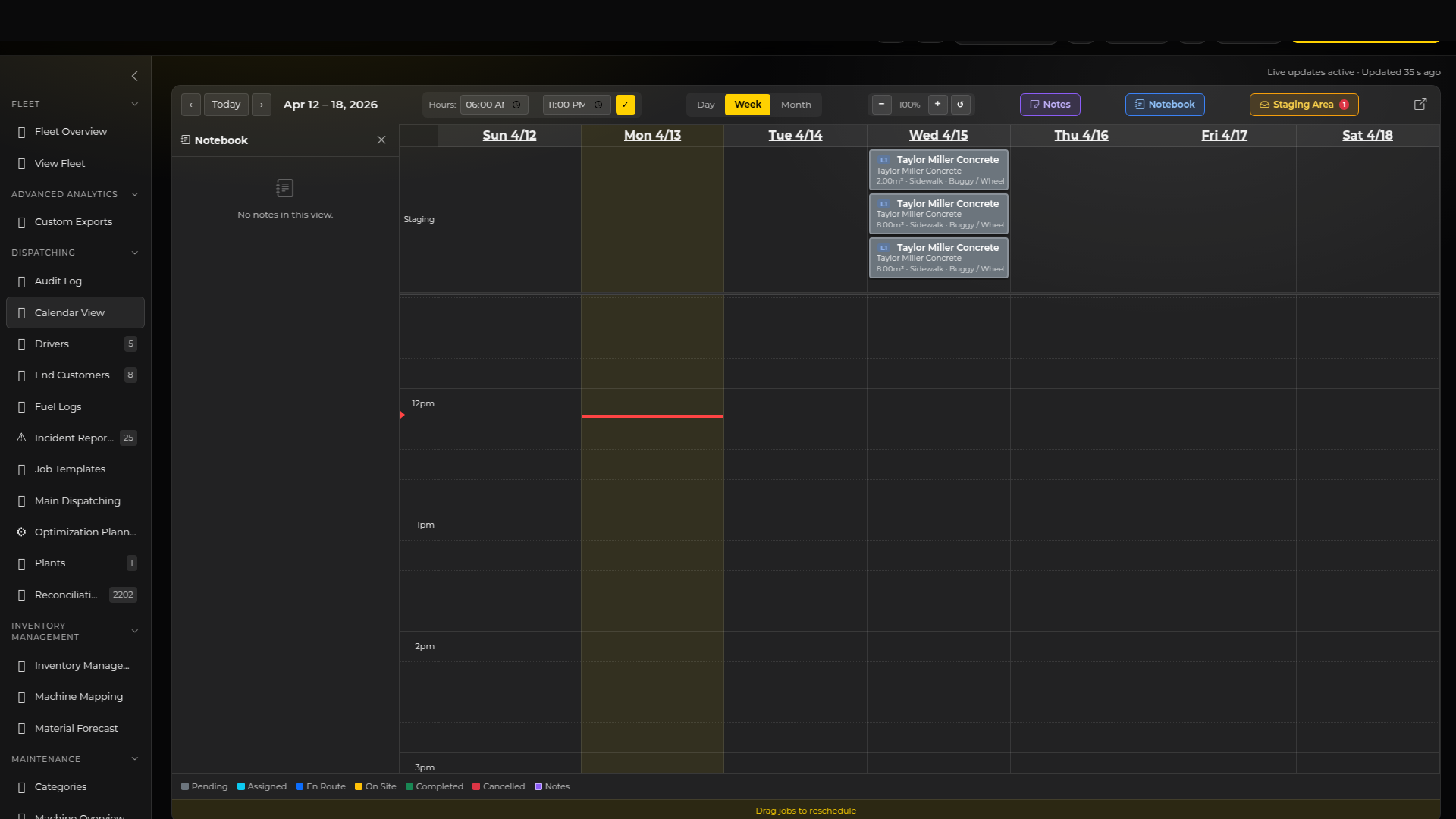 Weekly Calendar — Time Slots
