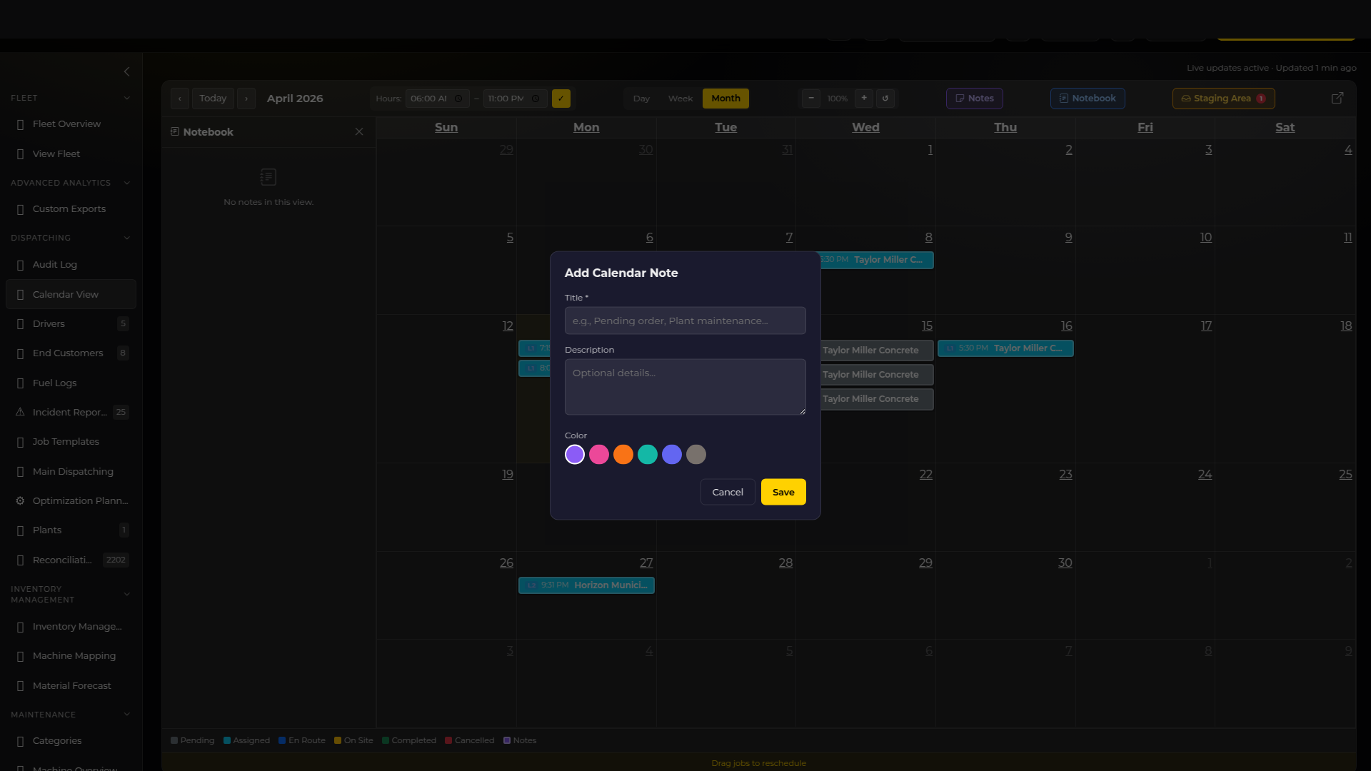 Calendar Notes — Color-Coded Reminders