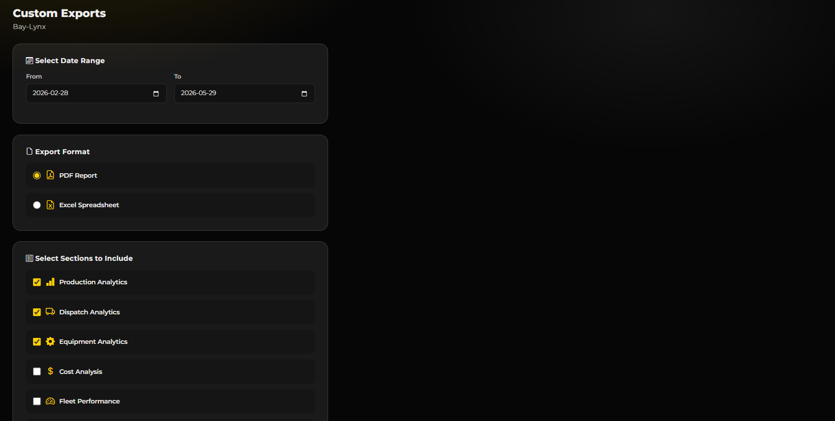 Custom Exports